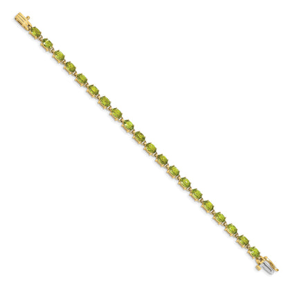 14k Complete 6x4mm Oval Peridot 7 inch Bracelet