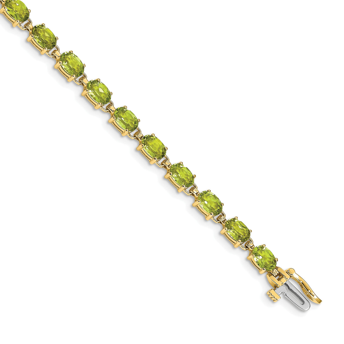 14k Complete 6x4mm Oval Peridot 7 inch Bracelet