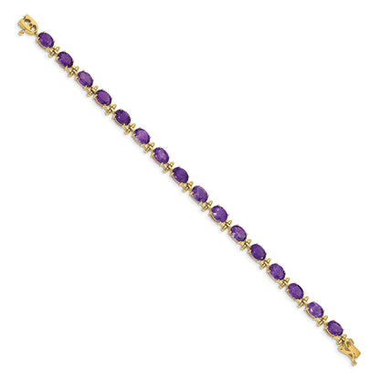 14k Complete Oval Amethyst 7 inch Bracelet