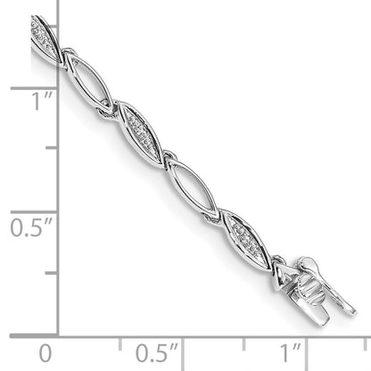 14k White Gold Complete 1/20 carat Diamond Oval Link 7.5 inch Bracelet