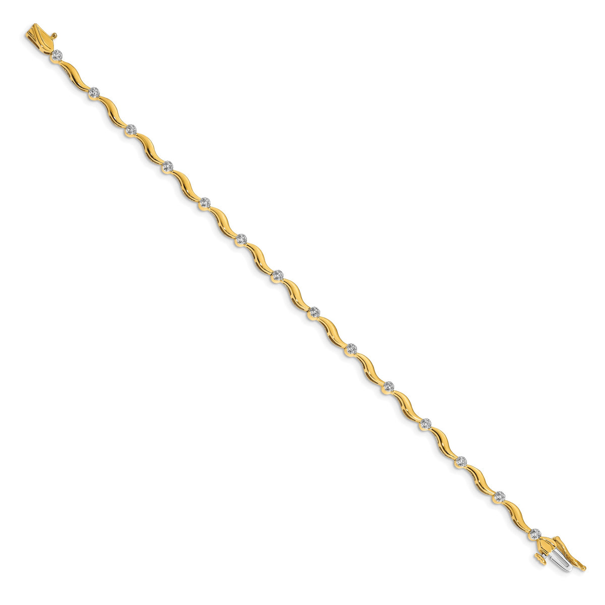 14k Complete 1/6 carat Diamond Curved Link 7 inch Bracelet