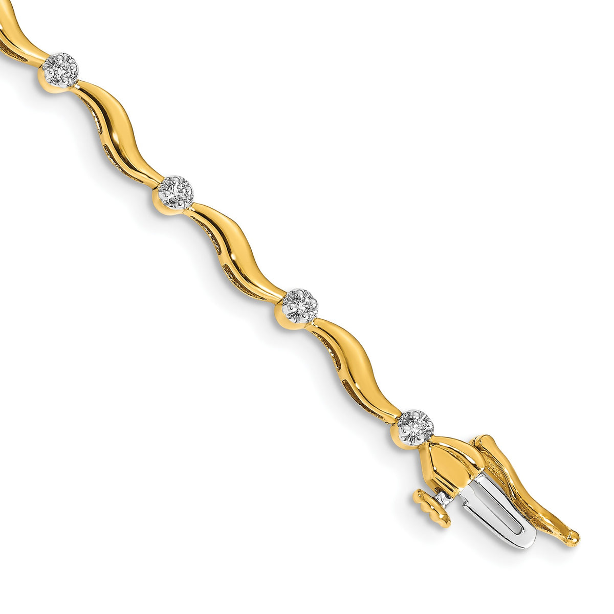14k Complete 1/6 carat Diamond Curved Link 7 inch Bracelet