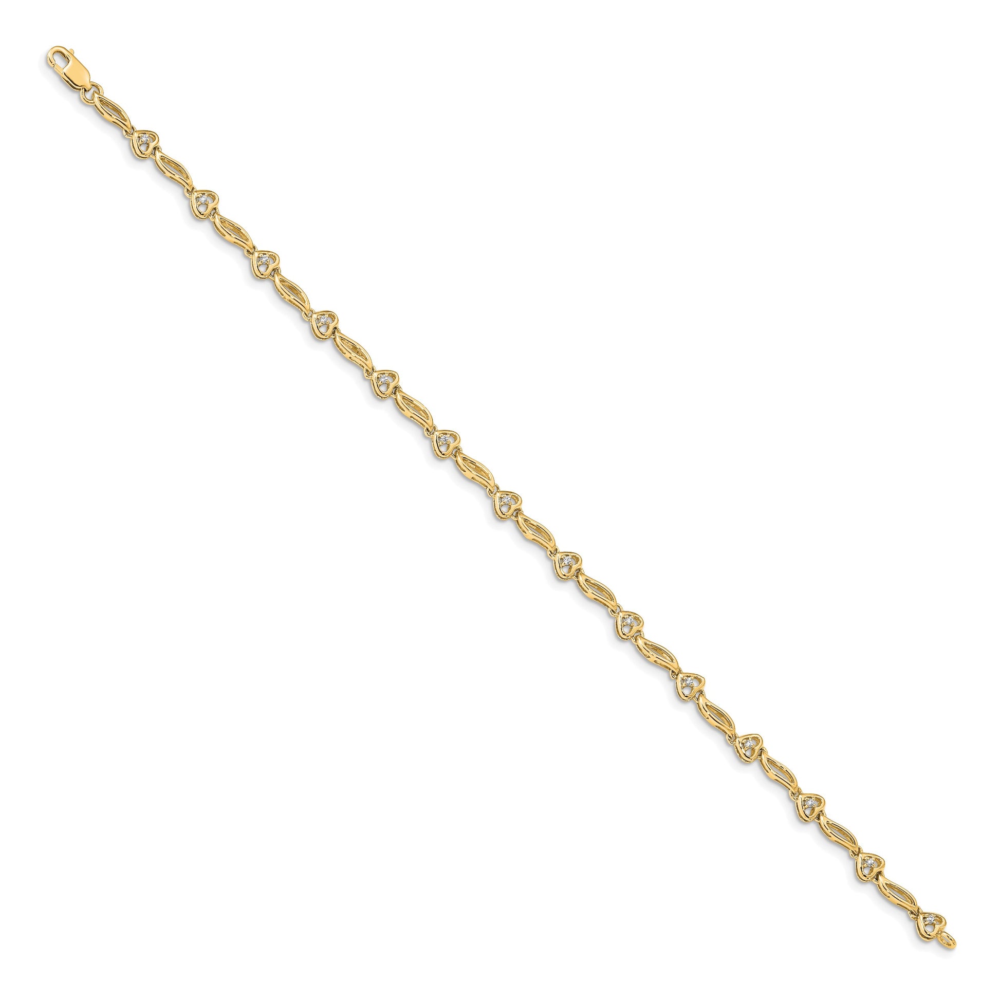 14k Complete 1/10 carat Diamond Hearts 7 inch Tennis Bracelet