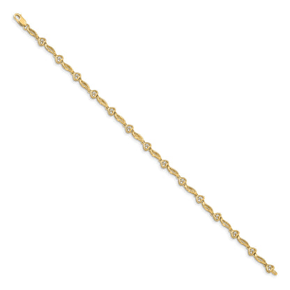 14k Complete 1/10 carat Diamond Hearts 7 inch Tennis Bracelet