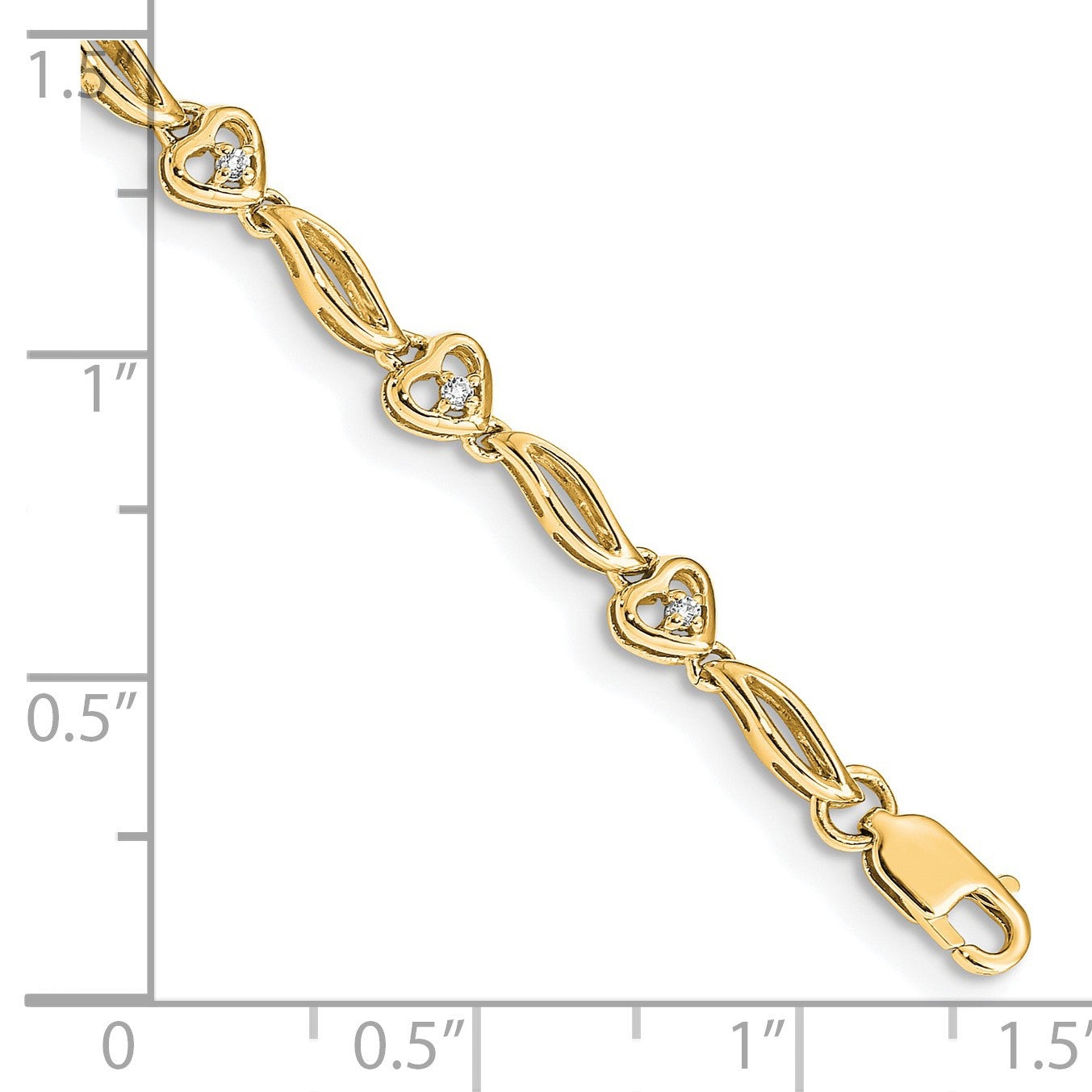 14k Complete 1/10 carat Diamond Hearts 7 inch Tennis Bracelet