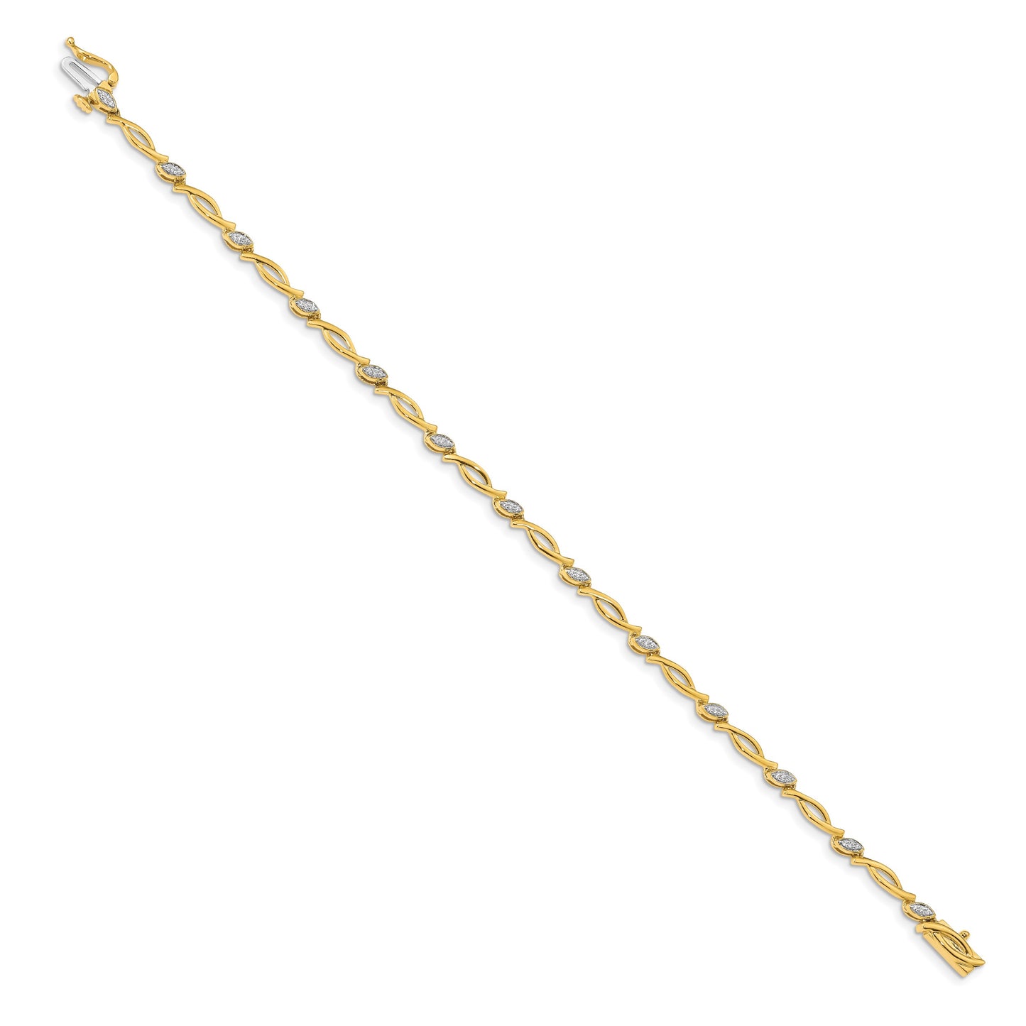 14k Complete 1/8 carat Diamond Fancy Link 7.5 inch Bracelet