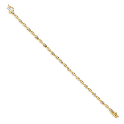 14k Complete 1/8 carat Diamond Fancy Link 7.5 inch Bracelet