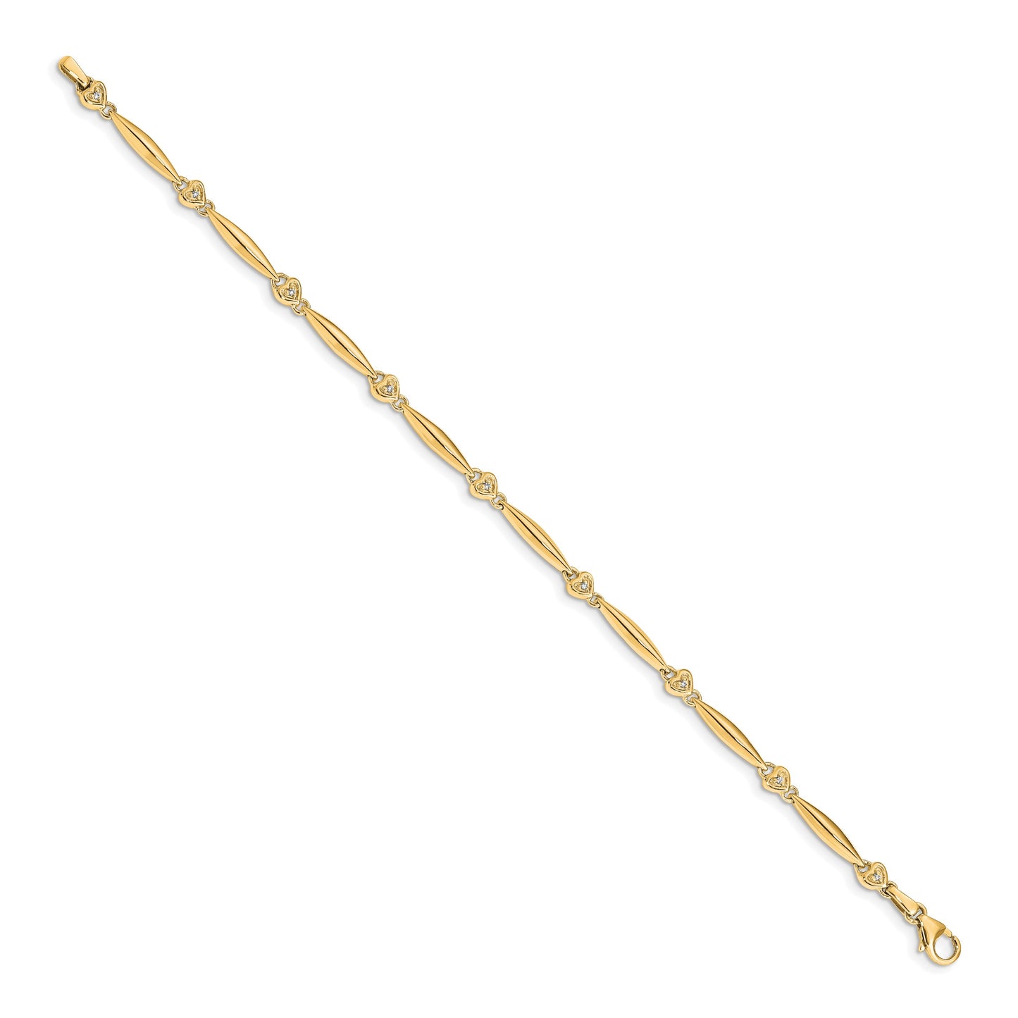 14k Complete 1/20 carat Diamond Heart 7 inch Bracelet