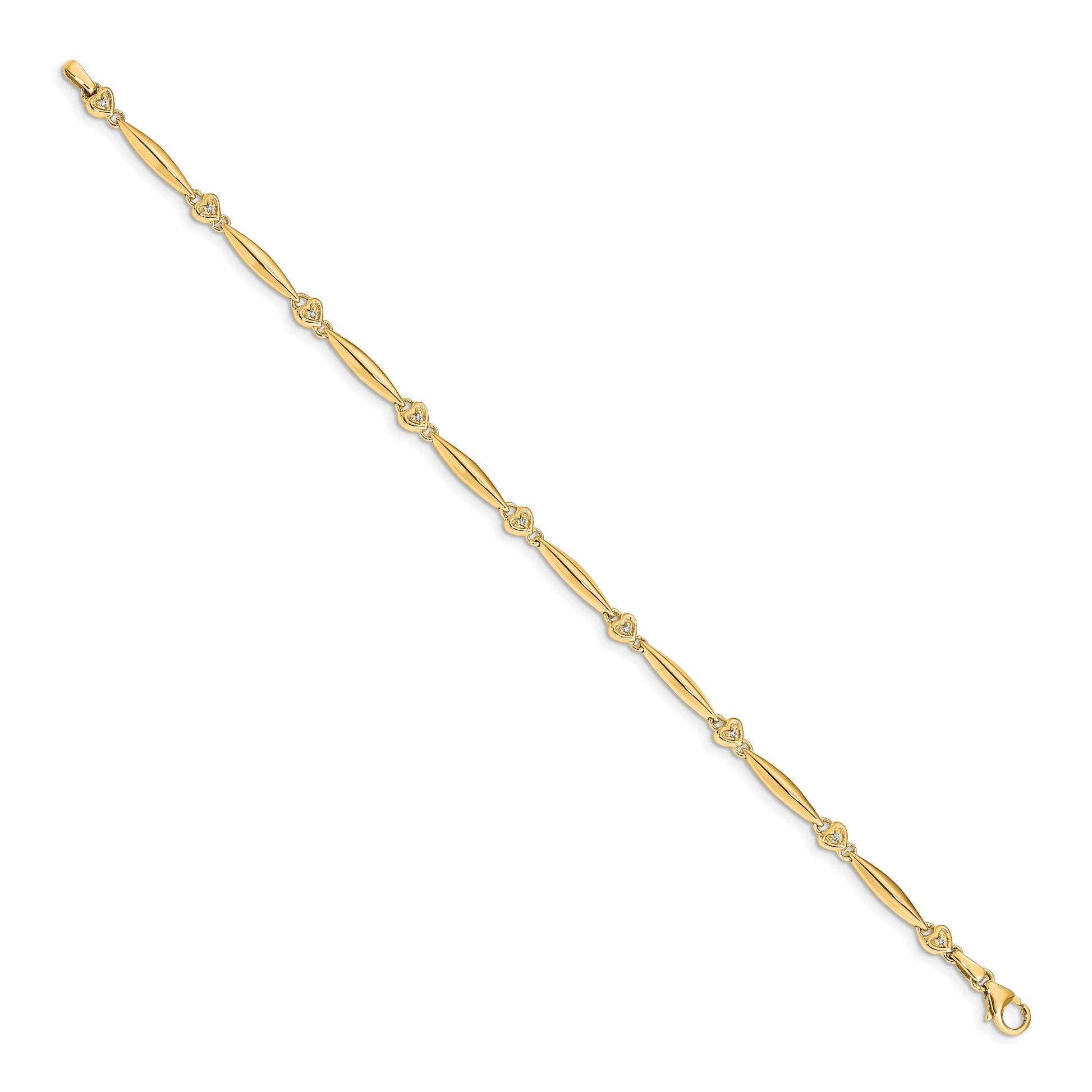 14k Complete 1/20 carat Diamond Heart 7 inch Bracelet