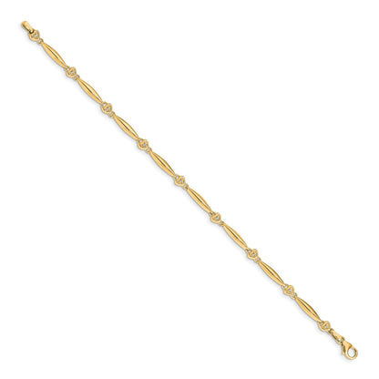 14k Complete 1/20 carat Diamond Heart 7 inch Bracelet