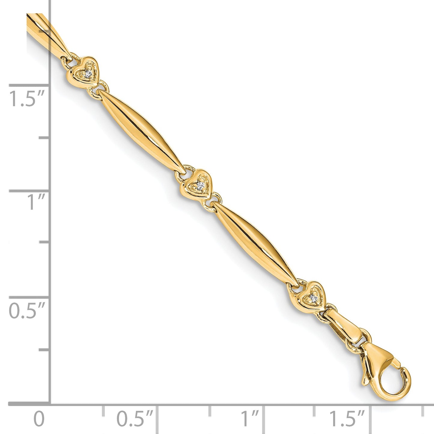14k Complete 1/20 carat Diamond Heart 7 inch Bracelet