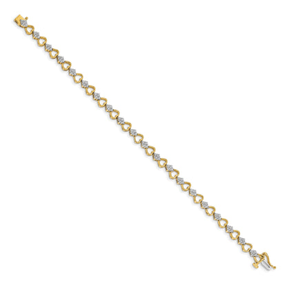 14k Complete 1.08 carat Diamond Heart Link 7 inch Bracelet