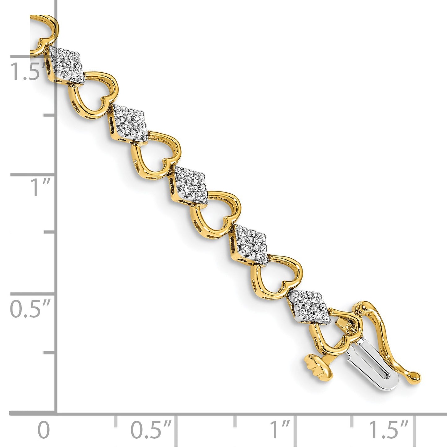 14k Complete 1.08 carat Diamond Heart Link 7 inch Bracelet