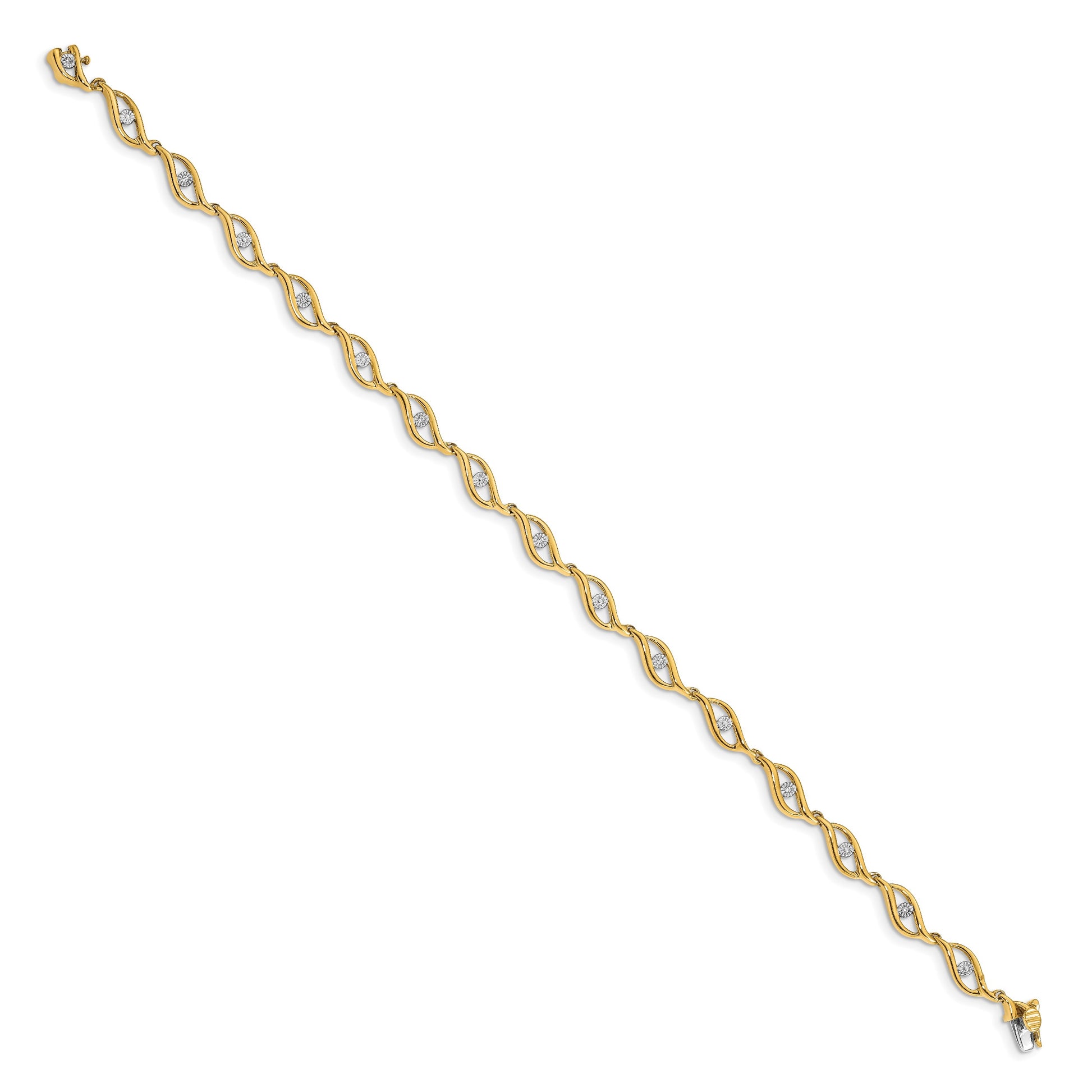 14k Complete 0.03 carat Diamond Link 7.5 inch Bracelet