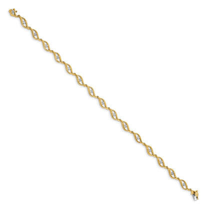 14k Complete 0.03 carat Diamond Link 7.5 inch Bracelet