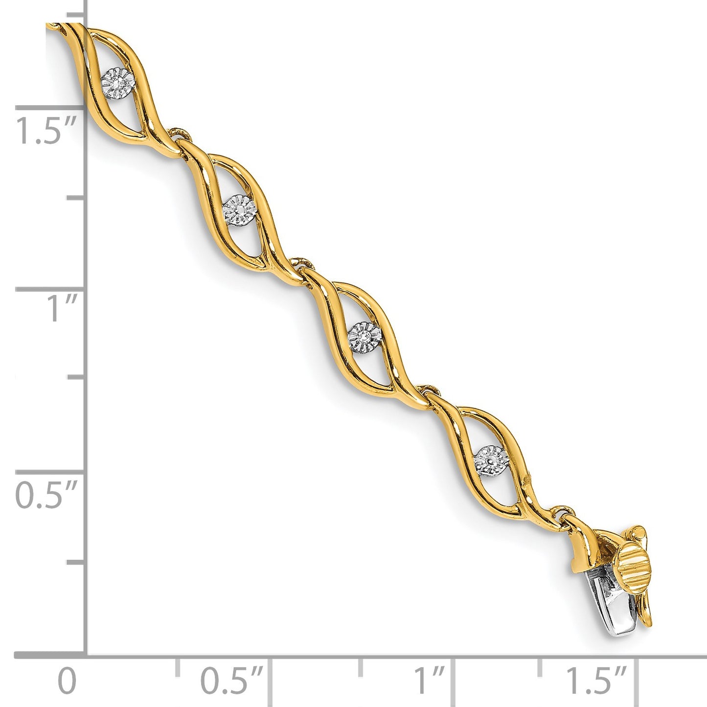 14k Complete 0.03 carat Diamond Link 7.5 inch Bracelet