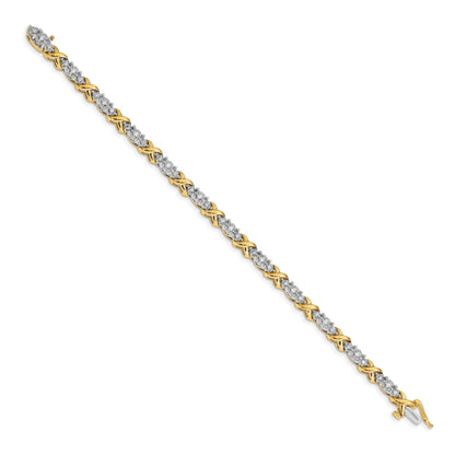 14k Two-tone Complete 1/2 carat Diamond X-design 7 inch Bracelet