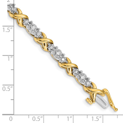 14k Two-tone Complete 1/2 carat Diamond X-design 7 inch Bracelet