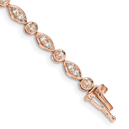 14k Rose Gold Complete 3/4 carat Diamond Round and Oval Link 7 inch Bracelet