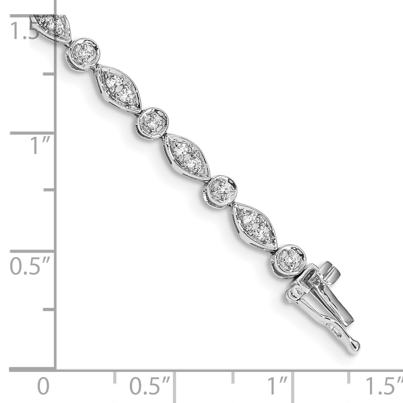 14k White Gold Complete 3/4 carat Diamond Round and Oval Link 7 inch Bracelet