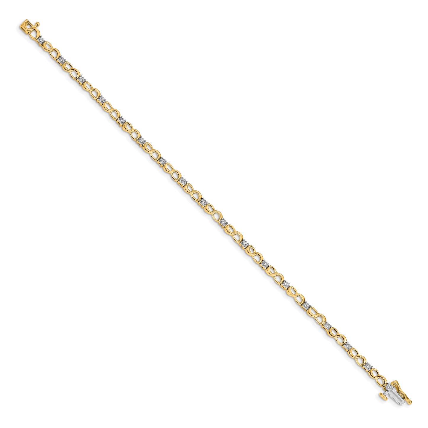 14k Complete 1/6 carat Diamond Figure 8 Link 7 inch Bracelet
