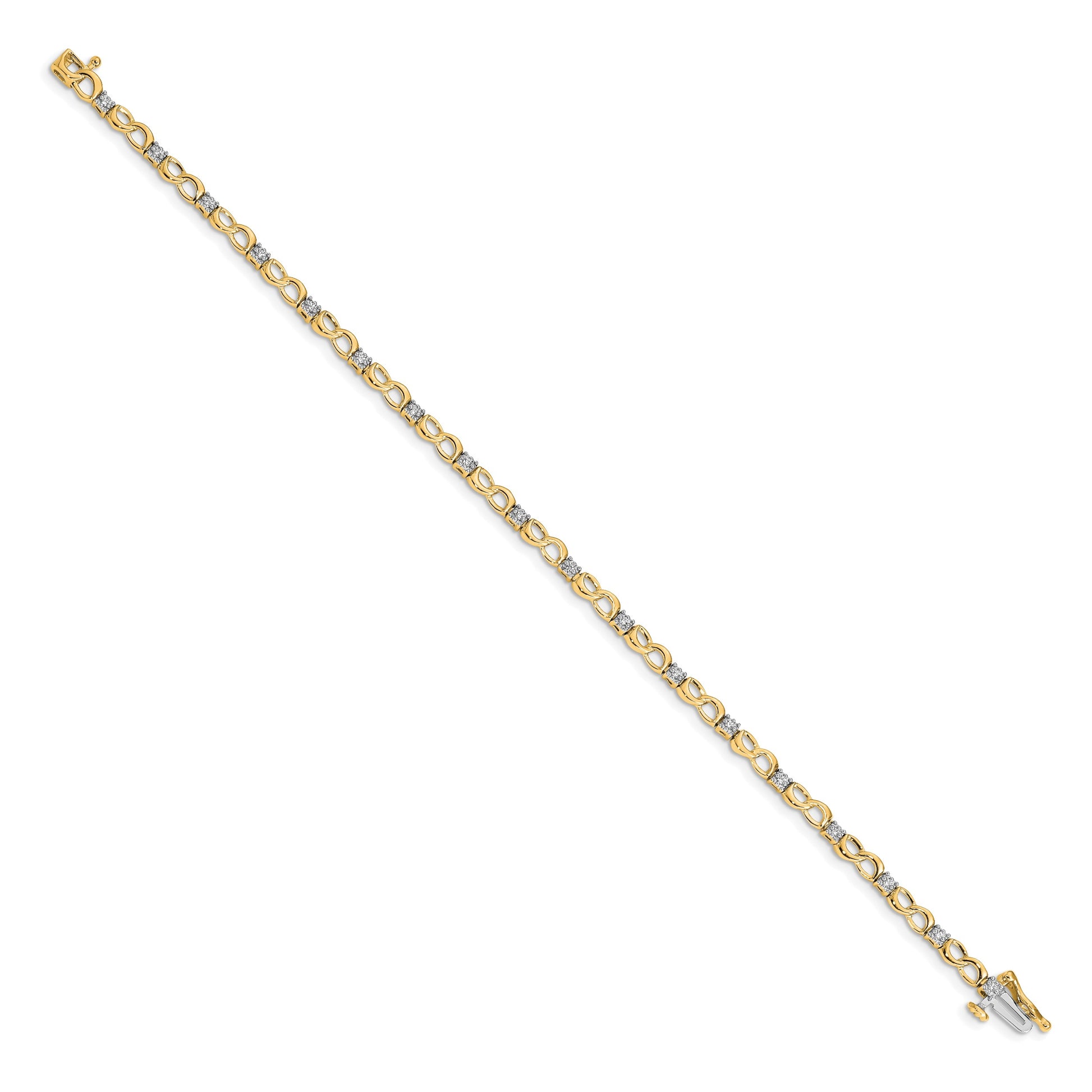 14k Complete 1/6 carat Diamond Figure 8 Link 7 inch Bracelet