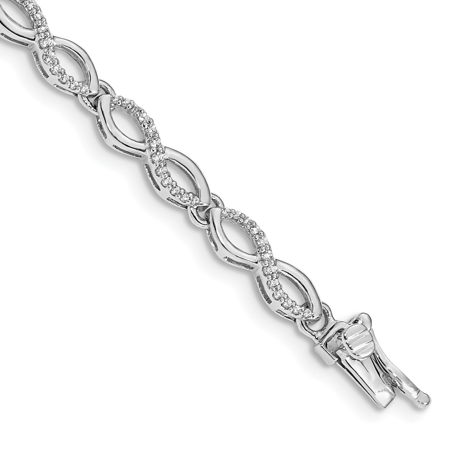 14k White Gold Complete 1/2 carat Diamond Infinity Link 7 inch Bracelet