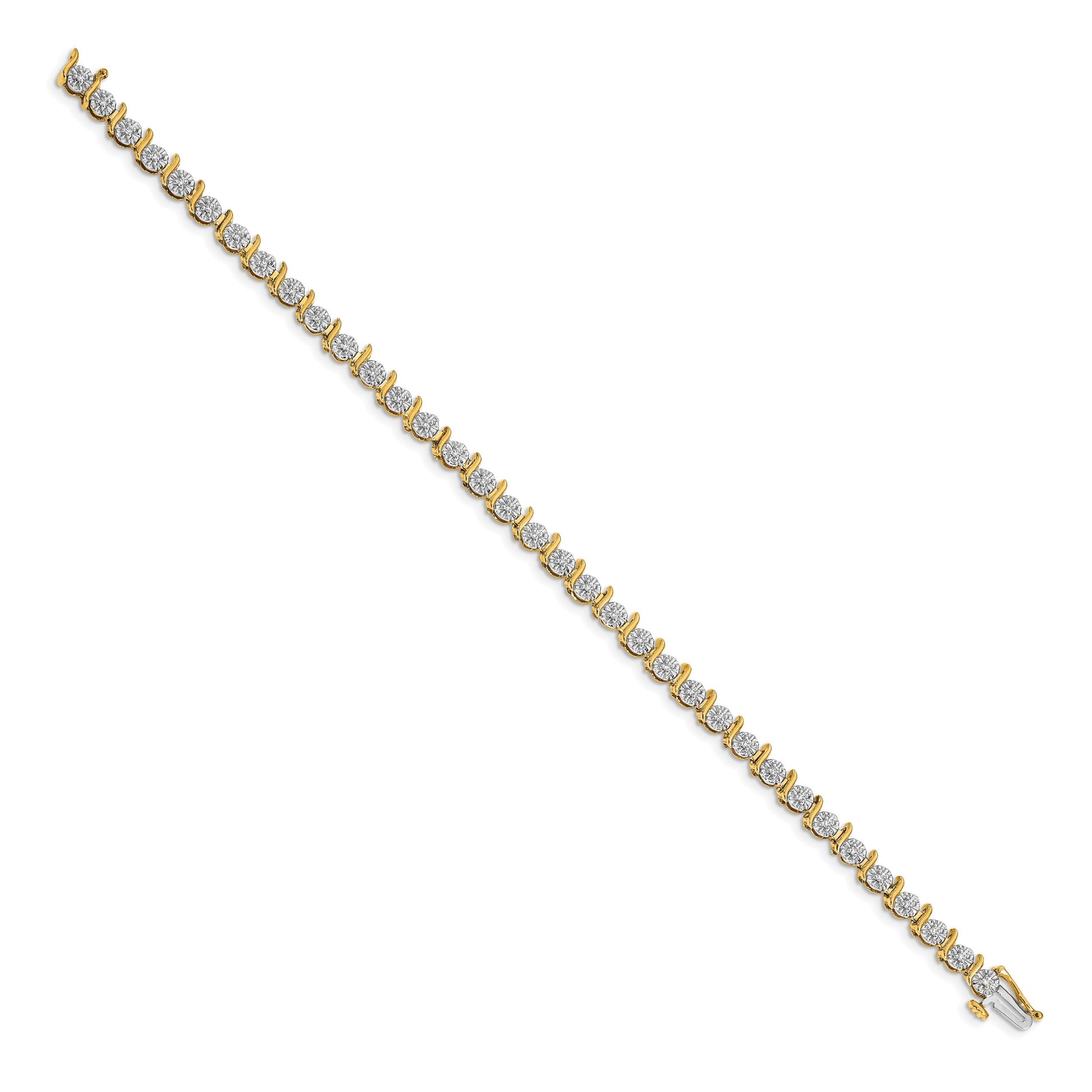 14k Complete 3/8 carat Diamond S-link 7 inch Tennis Bracelet