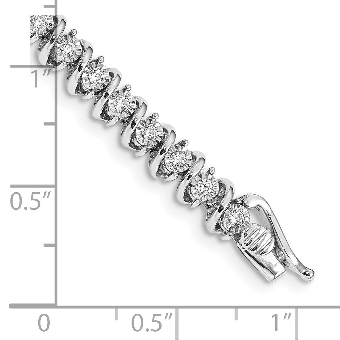 14k White Gold Complete 1 carat Diamond S-link 7 inch Tennis Bracelet