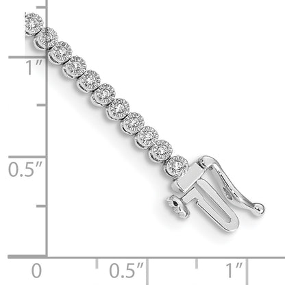 14k White Gold Complete 1/2 carat Diamond Illusion Setting 7 inch Tennis Bracelet