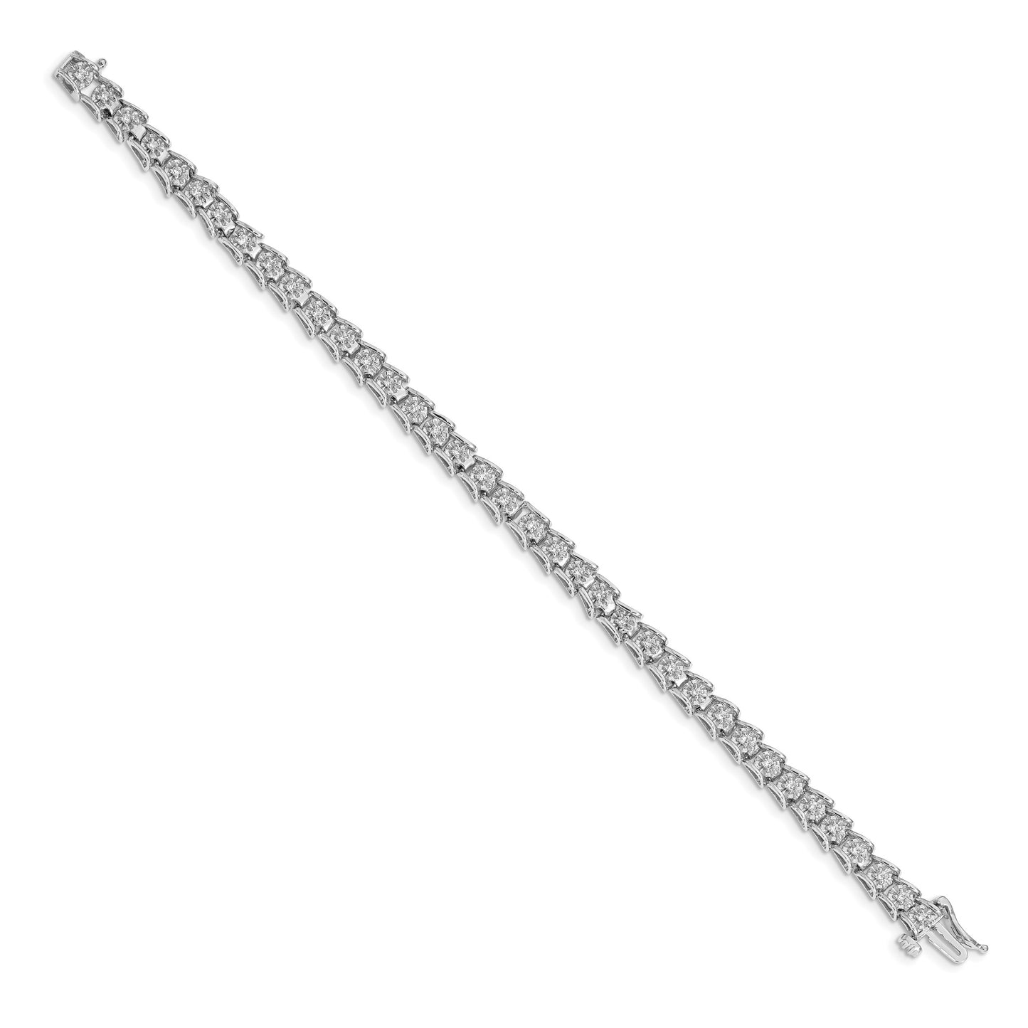 14k White Gold Complete 5/8 carat Diamond Illusion Setting 7 inch Tennis Bracelet