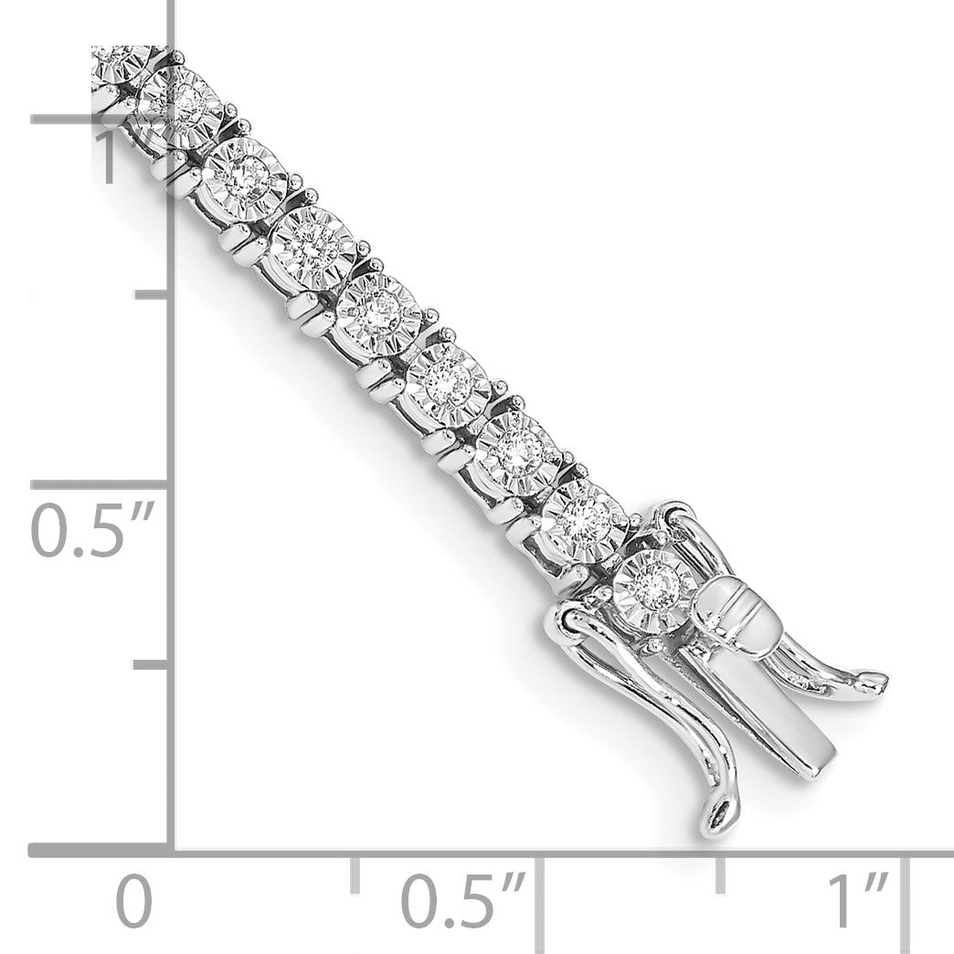 14k White Gold Complete 1 carat Diamond Illusion Setting 7 inch Tennis Bracelet