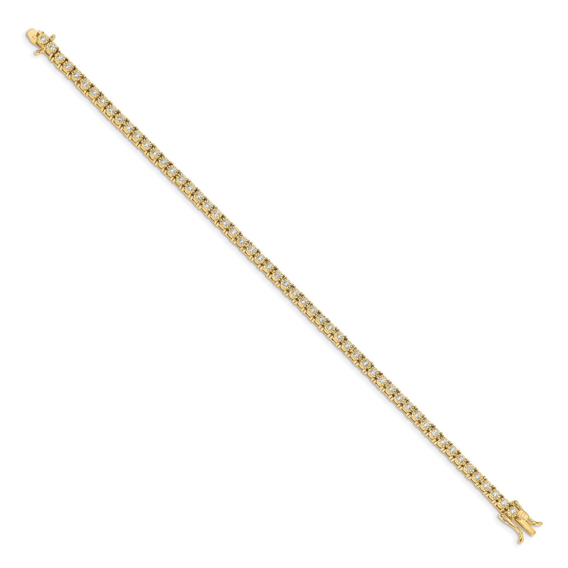14k Complete 1 carat Diamond Illusion Setting 7 inch Tennis Bracelet