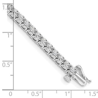 14k White Gold Complete 2 carat Diamond Illusion Setting 7 inch Tennis Bracelet