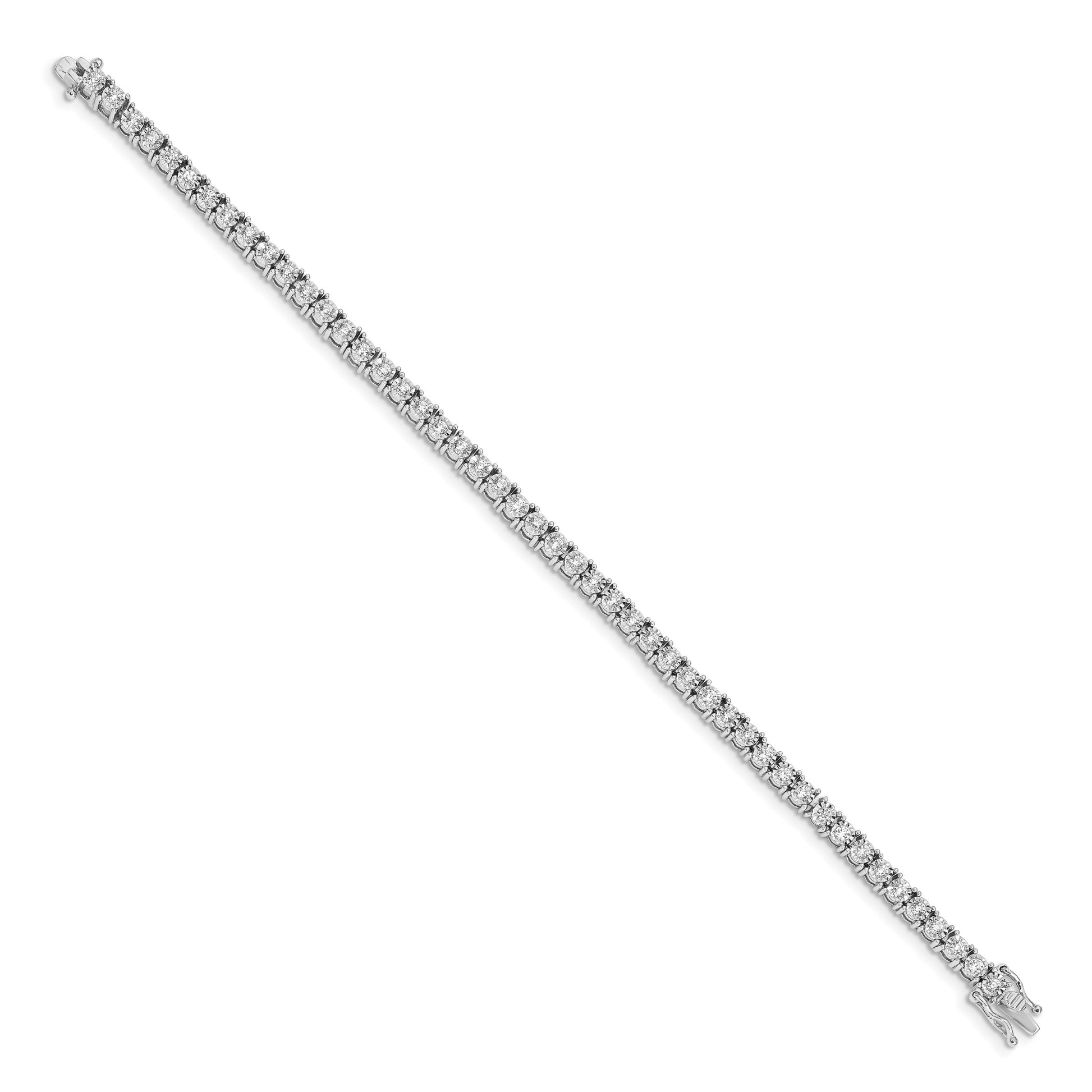 14k White Gold Complete 2 carat Diamond Illusion Setting 7.5 inch Tennis Bracelet