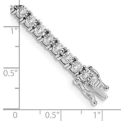 14k White Gold Complete 2 carat Diamond Illusion Setting 7.5 inch Tennis Bracelet