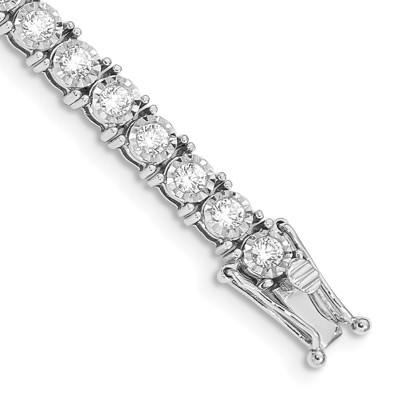 14k White Gold Complete 3 carat Diamond Illusion Setting 7.5 inch Tennis Bracelet