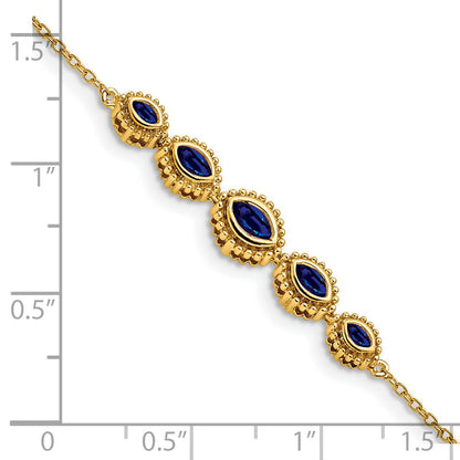 14k Complete 5-Stone Bezel-set Marquise Sapphire and Chain 7 inch Bracelet
