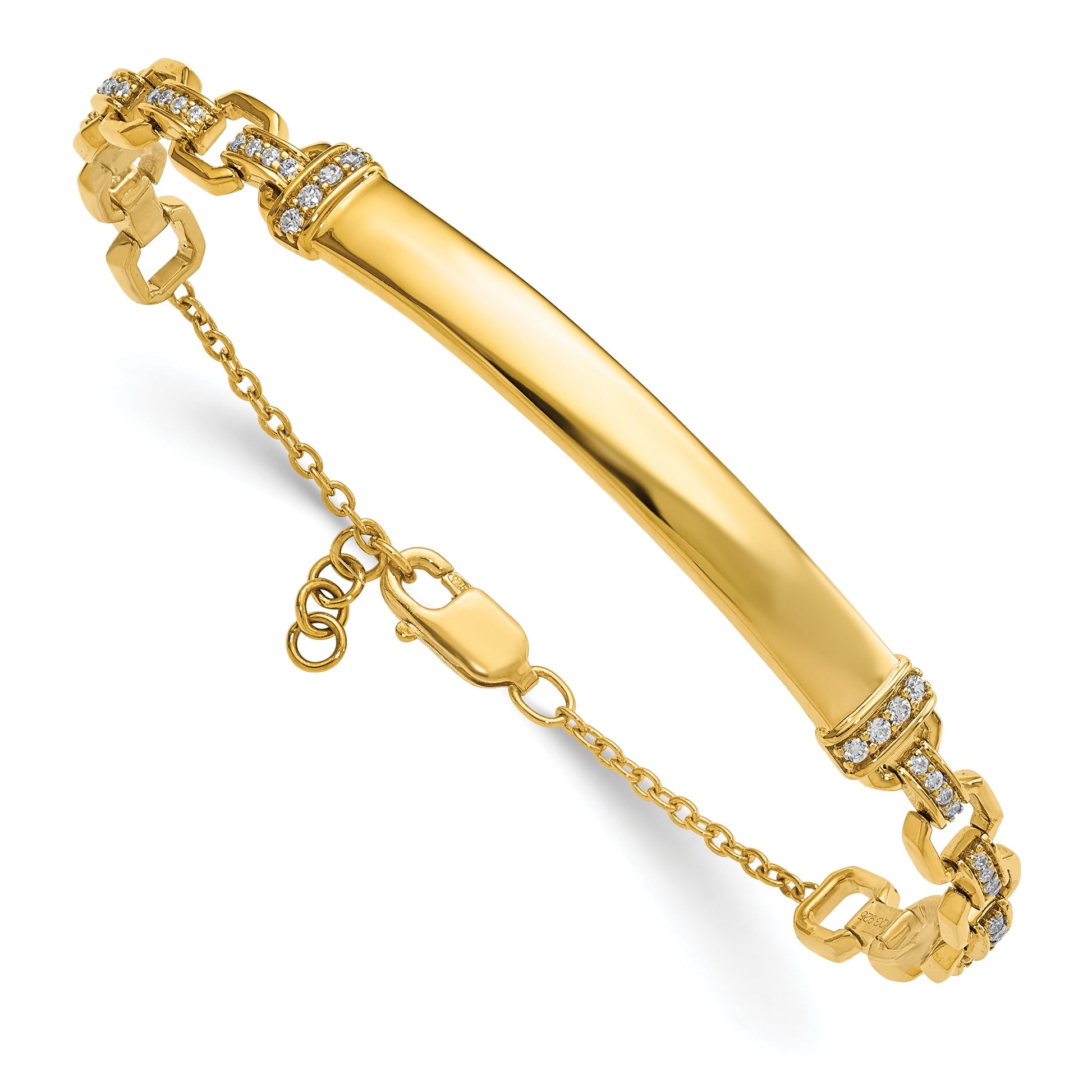 14k Complete 1/4 carat Diamond 7 inch ID Bracelet with 0.5 inch Extender