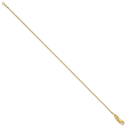 14K 9 inch .9mm Box with Lobster Clasp Anklet