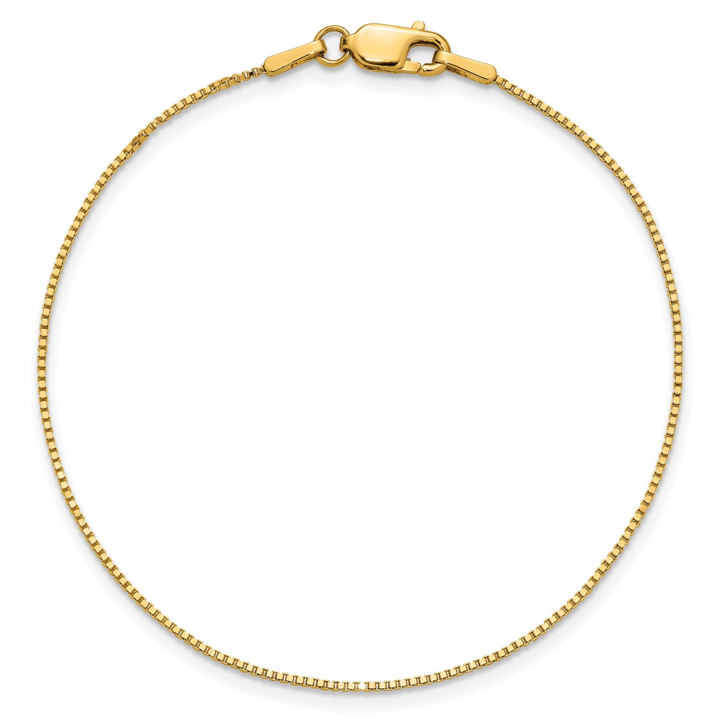 14K 7 inch .9mm Box with Lobster Clasp Bracelet
