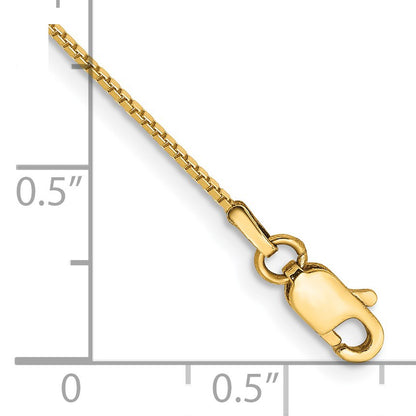 14K 9 inch .9mm Box with Lobster Clasp Anklet