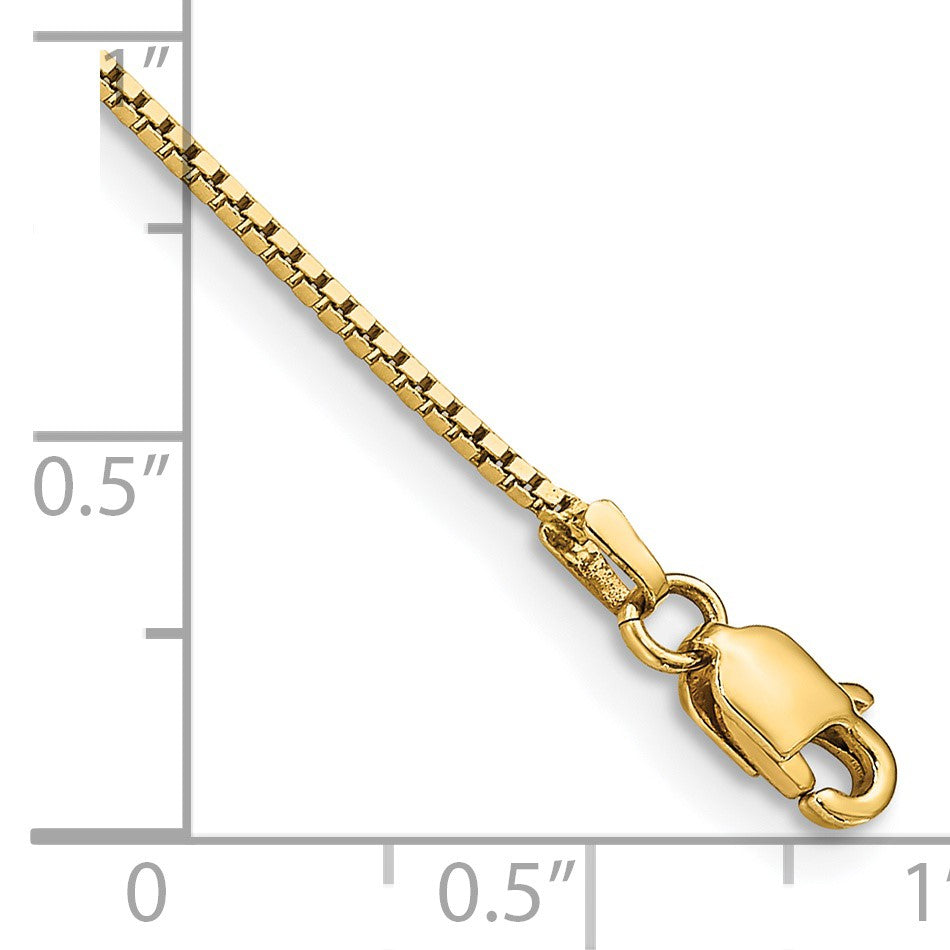 14K 9 inch .95mm Box with Lobster Clasp Anklet