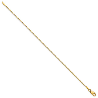 14K 9 inch 1mm Box with Lobster Clasp Anklet