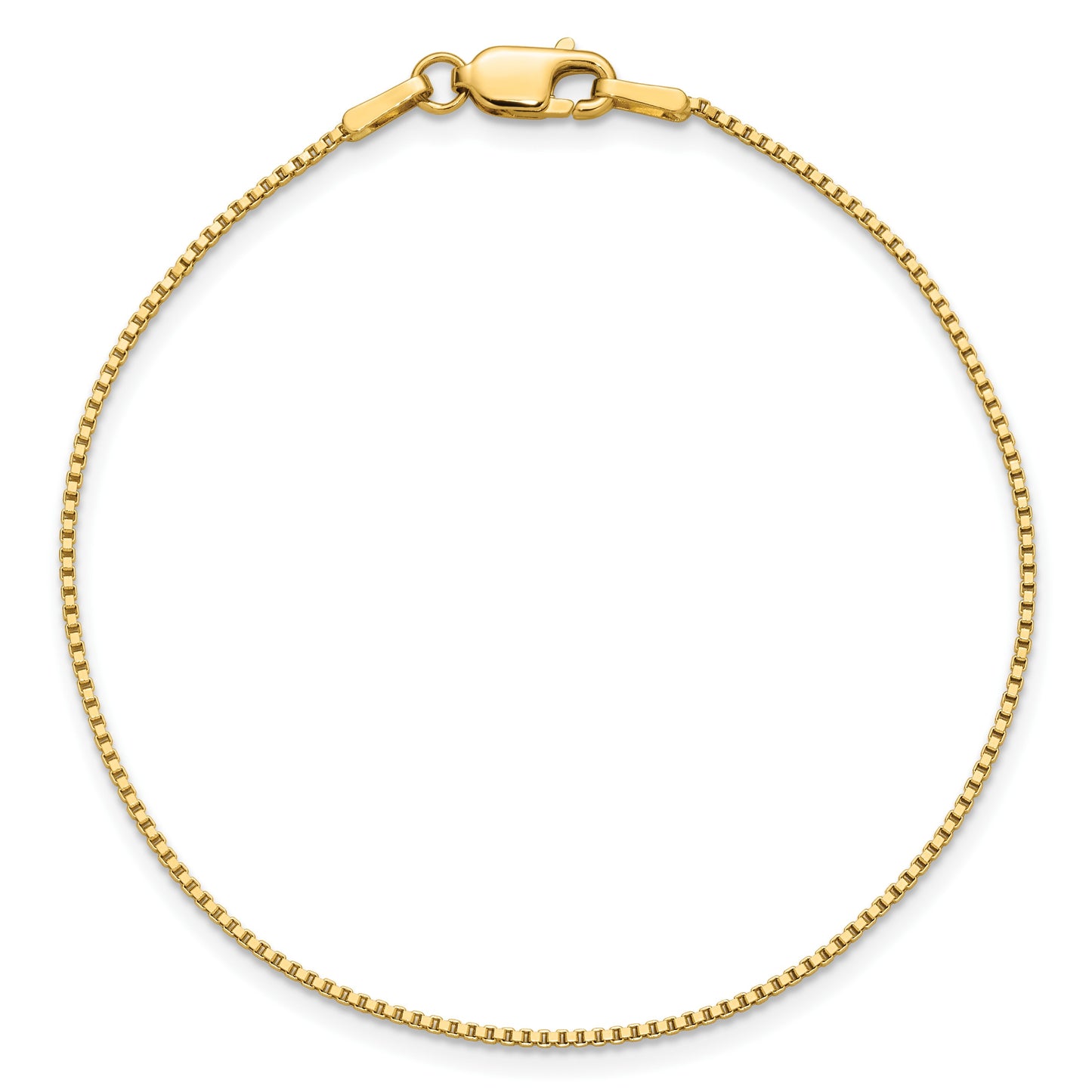 14K 8 inch 1mm Box with Lobster Clasp Bracelet