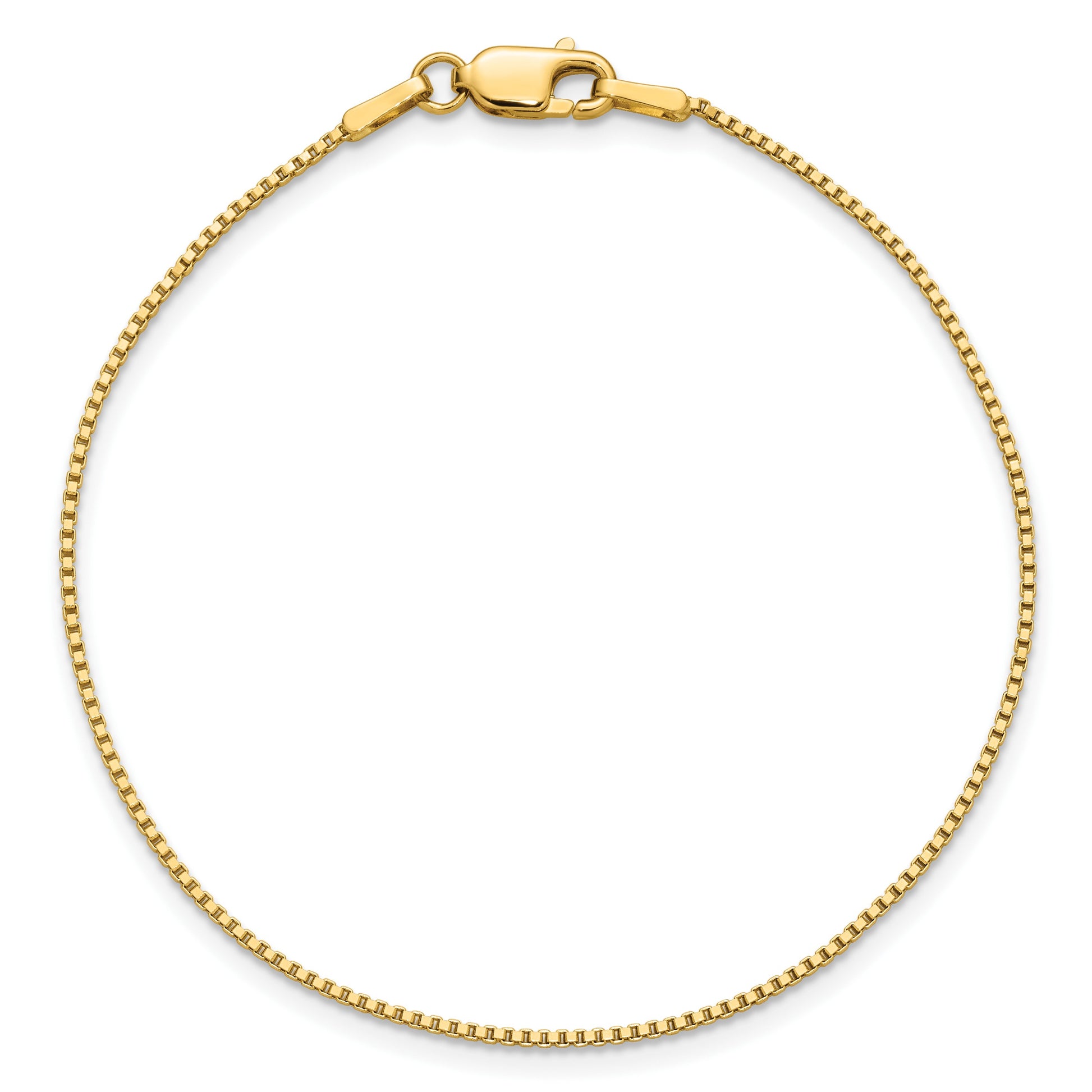 14K 8 inch 1mm Box with Lobster Clasp Bracelet