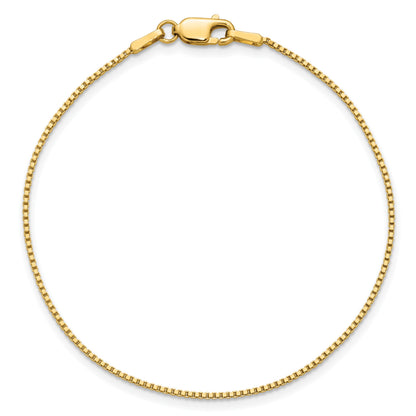 14K 8 inch 1mm Box with Lobster Clasp Bracelet