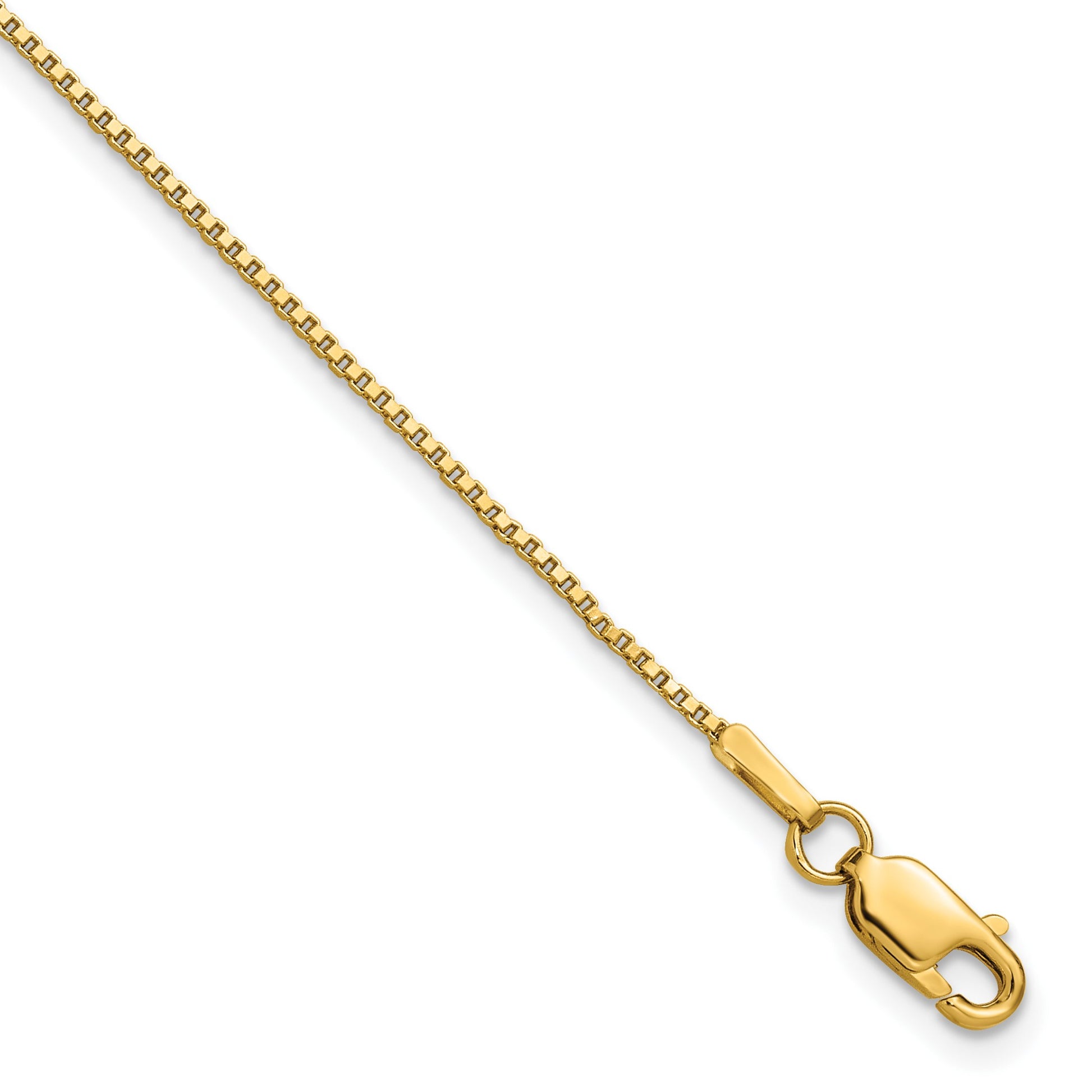 14K 7 inch 1mm Box with Lobster Clasp Bracelet