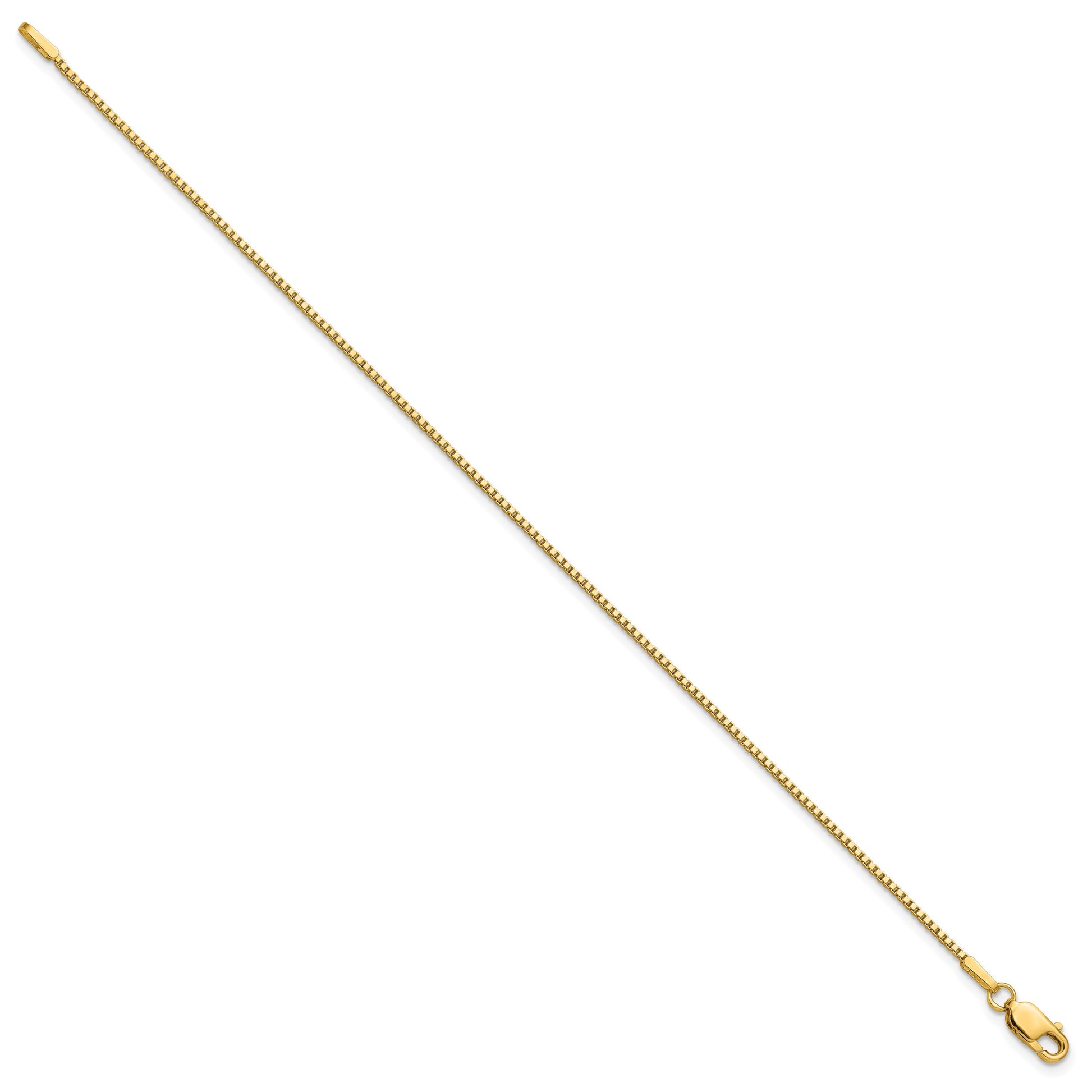 14K 8 inch 1.1mm Box with Lobster Clasp Bracelet
