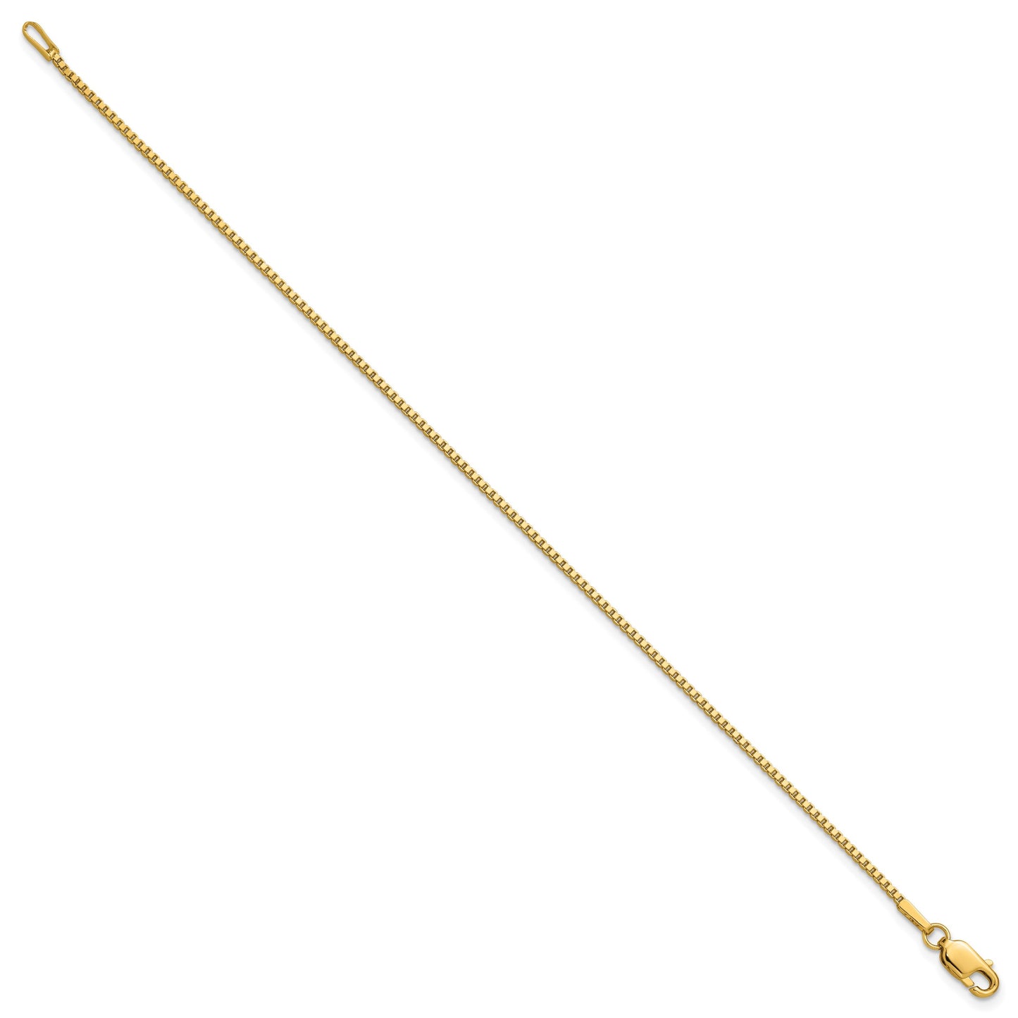 14K 9 inch 1.4mm Box with Lobster Clasp Anklet